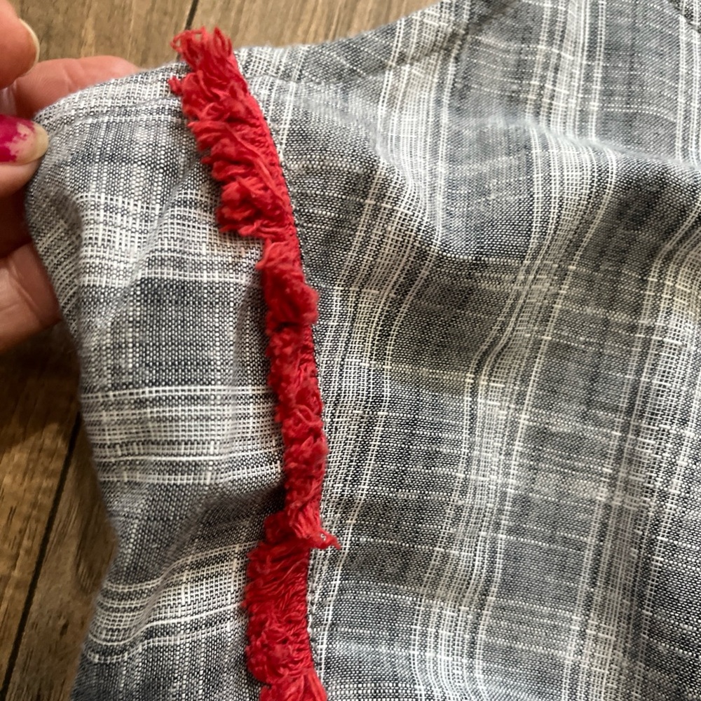 RAGA ANTHROPOLOGIE Plaid Embroidered Detail Fringe Tie Waist Wide Leg Jumpsuit M - Picture 9 of 13